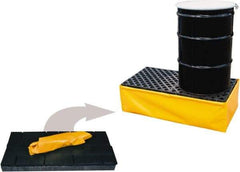 UltraTech - 11 Gal Sump, 3,000 Lb Capacity, 2 Drum, Polyethylene Spill Deck or Pallet - 48" Long x 24" Wide x 2-1/2" High, Yellow and Black, Low Profile, Inline Drum Configuration - USA Tool & Supply
