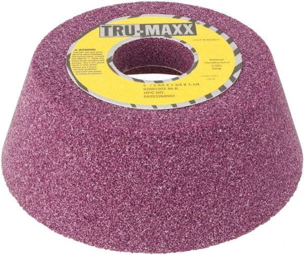 Tru-Maxx - 5" Diam x 1-1/4" Hole x 1-3/4" Thick, K Hardness, 46 Grit Surface Grinding Wheel - Aluminum Oxide, Type 11, Coarse Grade, Vitrified Bond, No Recess - USA Tool & Supply