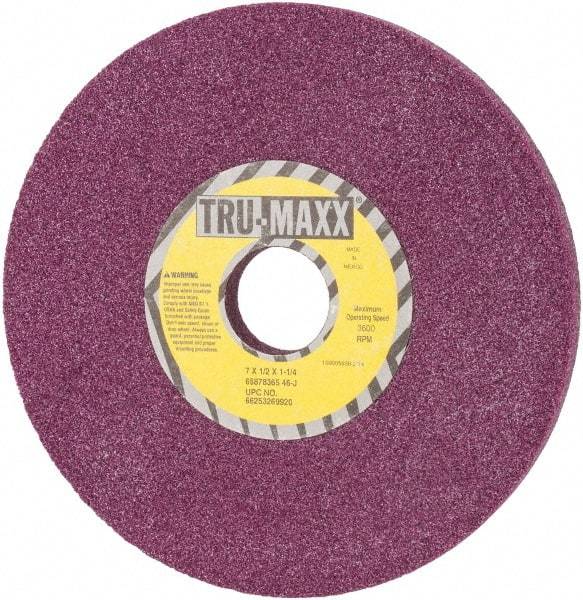 Tru-Maxx - 7" Diam x 1-1/4" Hole x 1/2" Thick, J Hardness, 46 Grit Surface Grinding Wheel - Aluminum Oxide, Type 1, Coarse Grade, Vitrified Bond, No Recess - USA Tool & Supply