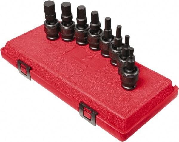 Sunex Tools - 8 Piece 1/2" Drive Metric Impact Hex Bit Socket Set - 6 to 19mm Hex - USA Tool & Supply