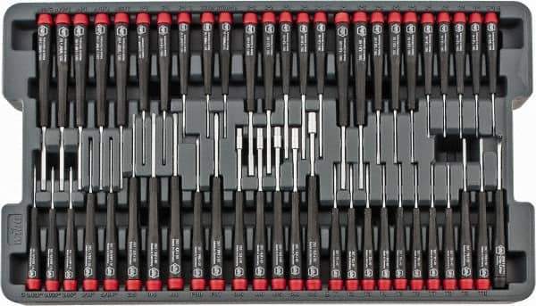 Wiha - 51 Piece Hex, Nut Driver, Phillips, Slotted & Torx Screwdriver Set - Bit Sizes: Hex SAE 0.028, 0.035, 0.05, 1/16, 5/64, 3/32, 7/64, 1/8, 9/64 & 5/32, Philips #000 to #1, Torx T1, T2, T3, T4, T5, T6, T7, T8, T9 & T10 - USA Tool & Supply