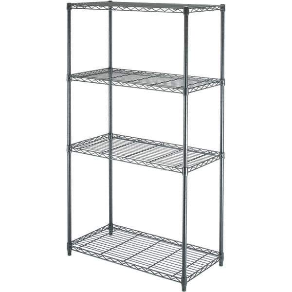 Value Collection - 4 Shelf Wire Shelving - Starter Unit - 36" Wide x 18" Deep x 63" High, - USA Tool & Supply