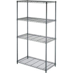 Value Collection - 4 Shelf Wire Shelving - Starter Unit - 36" Wide x 18" Deep x 63" High, - USA Tool & Supply