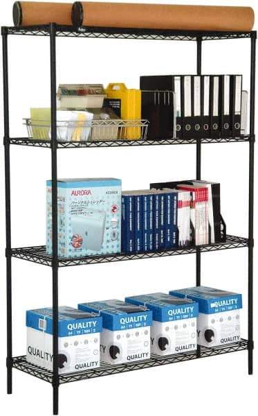 Value Collection - 4 Shelf Wire Shelving Unit - 48" Wide x 18" Deep x 63" High, - USA Tool & Supply