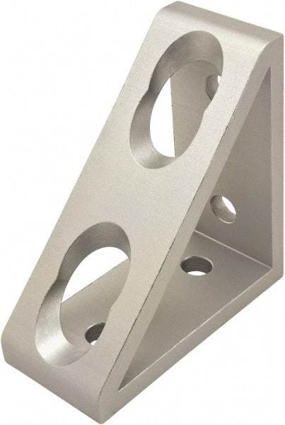 80/20 Inc. - 80mm Wide, Open Shelving 4 Hole Inside Corner Gusset - Aluminum, Clear Anodized Finish, 36mm Long, Use with 40 Series & Bolt Kit 75-3422 - USA Tool & Supply
