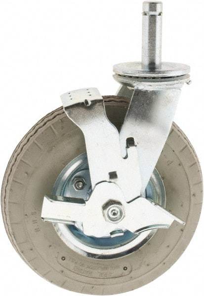 Value Collection - 8" Diam x 3-1/2" Wide, Rubber Swivel with Brake Caster - 300 Lb Capacity, Plain Stem Mount - USA Tool & Supply