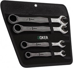 Wera - 4 Piece, 10mm to 19mm, 12 Point Combination Wrench Set - Metric Measurement Standard, Satin Finish, Comes in Cordura Nylon Roll - USA Tool & Supply