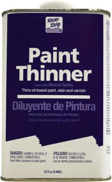 Klean-Strip - 1 Qt Paint Thinner CARB - 201 gL VOC Content, Comes in Metal Can - USA Tool & Supply