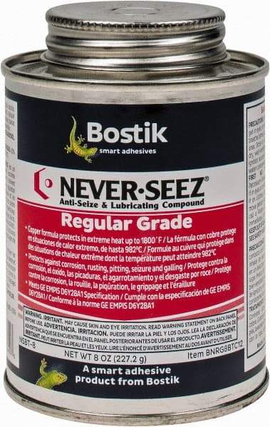 Bostik - 8 oz Can Extreme Pressure Anti-Seize Lubricant - Copper, -297 to 1,800°F, Silver Gray, Water Resistant - USA Tool & Supply