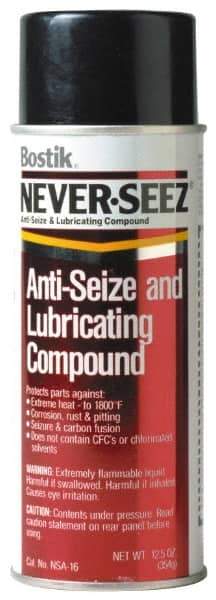 Bostik - 16 oz Aerosol Extreme Pressure Anti-Seize Lubricant - Copper, -297 to 1,800°F, Silver Gray, Water Resistant - USA Tool & Supply