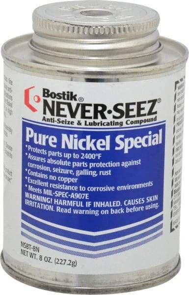 Bostik - 8 oz Can Extreme Pressure, High Temperature Anti-Seize Lubricant - Nickel, -297 to 2,400°F, Silver Colored, Water Resistant - USA Tool & Supply