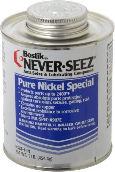 Bostik - 1 Lb Can Extreme Pressure, High Temperature Anti-Seize Lubricant - Nickel, -297 to 2,400°F, Silver Colored, Water Resistant - USA Tool & Supply