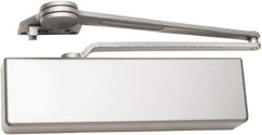 Falcon - 54" Door Width, 13-5/8" Closer Body Length, Heavy-Duty Door Closer to Full Cover to Dead Stop Arm Manual Damper - Aluminum Finish - USA Tool & Supply