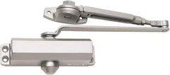 Falcon - 7" Closer Body Length, Light-Duty ADA Complaint Door Closer to Hold Open Manual Damper - Aluminum Finish - USA Tool & Supply