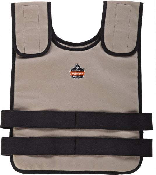 Ergodyne - Size S/M, Khaki Cooling Vest - 32 to 40" Chest, Zipper Front, Cotton - USA Tool & Supply