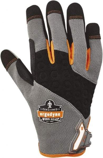 Ergodyne - Size 2XL (11) Polyester Blend Work Gloves - For Mechanic's & Lifting, Uncoated, Hook & Loop Cuff, Full Fingered, Black/Gray, Paired - USA Tool & Supply