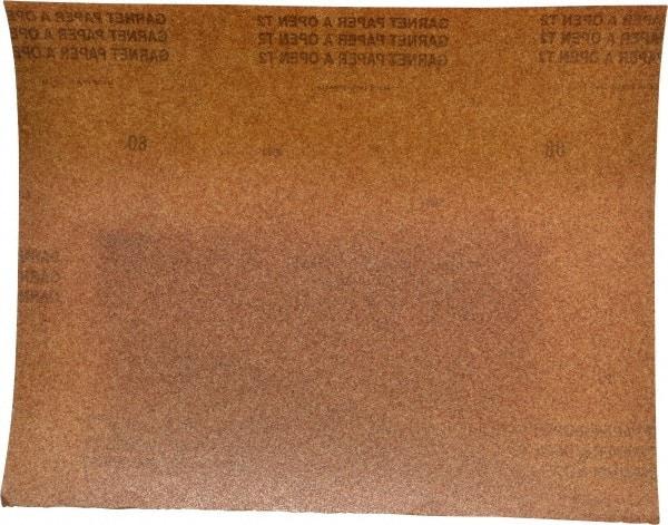 Norton - 80 Grit, Garnet Sanding Sheet - 11" Long x 9" Wide, Medium Grade, A Weighted Paper Backing - USA Tool & Supply