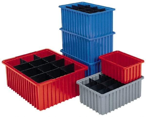 Akro-Mils - 0.61 Cu Ft, 30 Lb Load Capacity Gray Polyethylene Dividable Container - Stacking, 22.4" Long x 17.4" Wide x 4" High - USA Tool & Supply