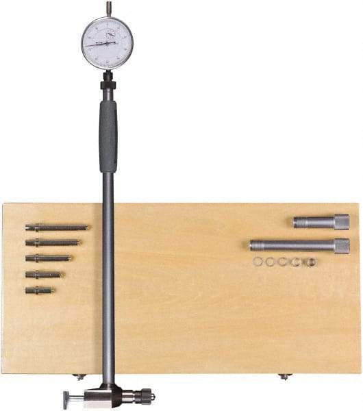 Fowler - 5 Anvil, 4 to 12" Dial Bore Gage - 0.0005" Graduation, 10" Gage Depth, Carbide Anvil - USA Tool & Supply