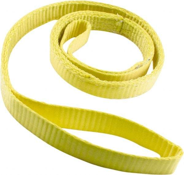 Erickson Manufacturing - 4' Long x 1" Wide, 2,400 Lb Vertical Capacity, 2 Ply, Polyester Web Sling - 1,920 Lb Choker Capacity, Yellow - USA Tool & Supply