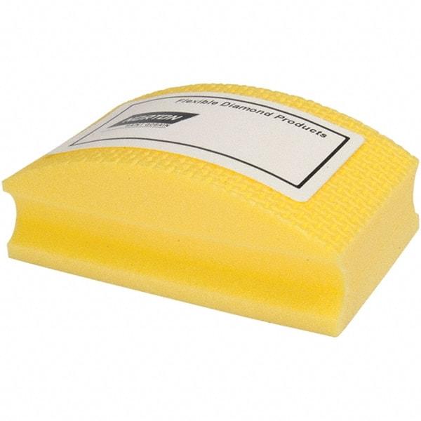 Norton - Super Fine Grade, 400 Grit, Diamond Hand Pad - Yellow, 2-1/8" Wide x 3-1/2" Long x 1-1/2" Thick, Nonwoven - USA Tool & Supply