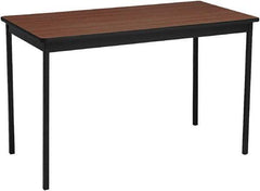 Barricks - 24" Long x 48" Wide x 30" High Stationary Utility Tables - 3/4" Thick, Walnut & Black, Wood Grain Laminate - USA Tool & Supply