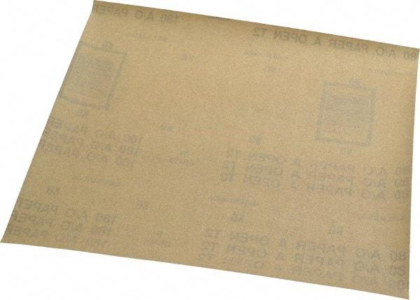 Norton - 180 Grit, Aluminum Oxide Sanding Sheet - 11" Long x 9" Wide, Very Fine Grade, A Weighted Paper Backing - USA Tool & Supply