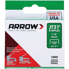 Arrow - 7/16" Wide Galvanized Steel Light-Duty Staples - 1/4" Leg Length - USA Tool & Supply