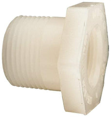 NIBCO - 1 x 3/4" PVDF Plastic Pipe Flush Threaded Reducer Bushing - Schedule 80, MIPT x FIPT End Connections - USA Tool & Supply
