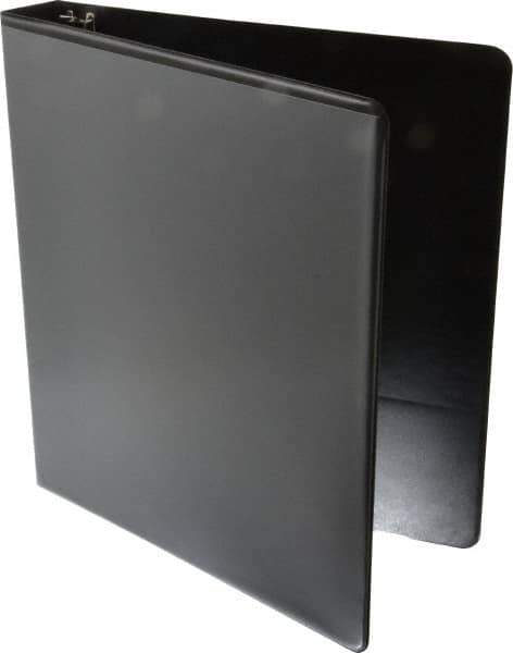 UNIVERSAL - 1" Sheet Capacity, 8-1/2 x 11", Deluxe Round Ring View Binder - Suede Grain Vinyl, Black - USA Tool & Supply