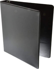 UNIVERSAL - 1" Sheet Capacity, 8-1/2 x 11", Deluxe Round Ring View Binder - Suede Grain Vinyl, Black - USA Tool & Supply