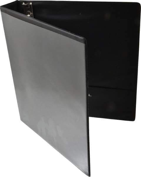 UNIVERSAL - 1-1/2" Sheet Capacity, 8-1/2 x 11", Deluxe Round Ring View Binder - Suede Grain Vinyl, Black - USA Tool & Supply