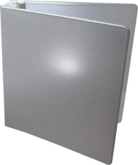 UNIVERSAL - 1-1/2" Sheet Capacity, 8-1/2 x 11", Deluxe Round Ring View Binder - Suede Grain Vinyl, White - USA Tool & Supply