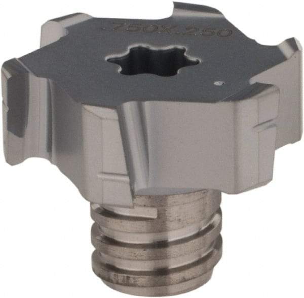 Iscar - MM TS-H Grade IC328 Carbide T-Slot Milling Tip Insert - TiCN Finish, 6 Flutes, 3/4" Cutting Diam, 0.12" Depth of Cut, 0.016" Cnr Rad - USA Tool & Supply