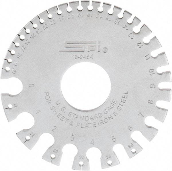 SPI - #36 Steel Wire and Sheet Metal Gage - Use with Uncoated Sheet and Plate Iron and Steel - USA Tool & Supply
