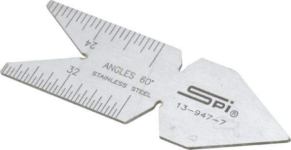 SPI - 60° Angle, Chrome Coated Steel Center Gage - 1/32 to 1/14 Inch Graduation - USA Tool & Supply