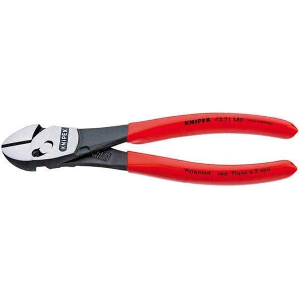 Knipex - 7-1/4" OAL, 24 AWG Capacity, Diagonal Cutter - 1" Jaw Length x 1-3/16" Jaw Width, Oval Head, Ergonomic Grip Handle - USA Tool & Supply