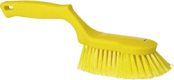 Vikan - 2" Bristle Length, Polyester Wash Brush - 5-13/16" Long x 5" Wide Head, 13-1/2" OAL, Yellow, Polypropylene Block - USA Tool & Supply