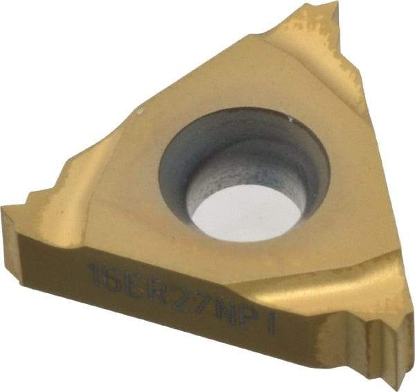 Seco - 16ER External Right Hand 27 NPT Laydown Threading Insert - Grade CP500, TiAlN/TiN Coated Carbide - USA Tool & Supply