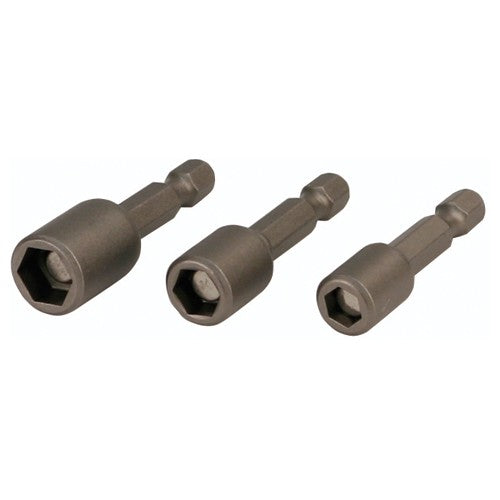 Nut Setter Magnetic 3 Piece Set 7.0, 8.0 & 10mm × 55mm OAL on 1/4″ Hex Drive - USA Tool & Supply