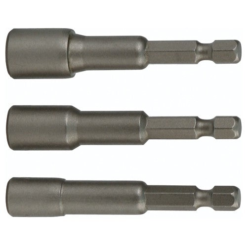 Nut Setter Magnetic 3 Piece Set 1/4, 5/16 & 3/8 × 4″ OAL on 1/4″ Hex Drive - USA Tool & Supply