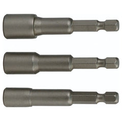 Nut Setter Magnetic 3 Piece Set 1/4, 5/16 & 3/8 × 4″ OAL on 1/4″ Hex Drive - USA Tool & Supply