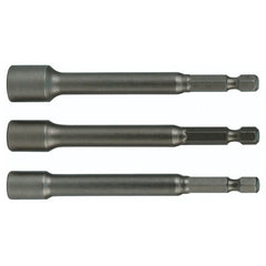 Nut Setter Magnetic 3 Piece Set 1/4, 5/16 & 3/8 × 6″ OAL on 1/4″ Hex Drive - USA Tool & Supply