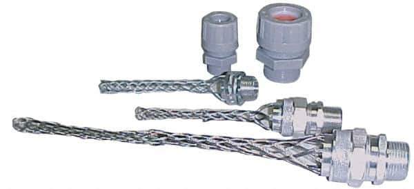 Woodhead Electrical - Liquidtight, Straight Strain Relief Cord Grip - 1-1/4 NPT Thread, 5-5/8" Long, Iron & Zinc-plated Steel - USA Tool & Supply