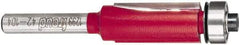 Freud - 1/2" Cut Diam, 1" Length of Cut, 7 Flute Flush Trim Edge Profile Router Bit - Carbide-Tipped, 1/4" Shank Diam, 2-13/16" OAL, Proprietary Coating - USA Tool & Supply