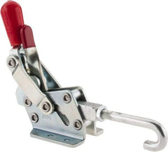 De-Sta-Co - 1,507 Lb Capacity, Horizontal, J Hook, Flanged Base, Carbon Steel Pull Action Latch Clamp - 3/4" Drawing Movement, 8.98" OAL, Straight Handle - USA Tool & Supply