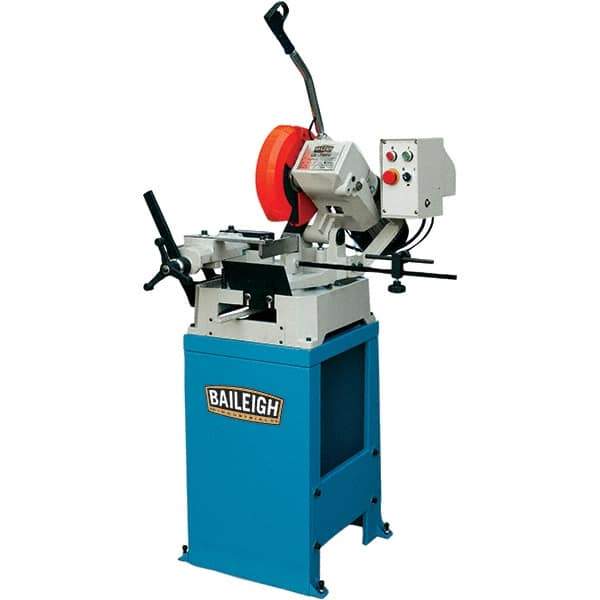 Baileigh - 1 Cutting Speed, 10" Blade Diam, Cold Saw - 54 RPM Blade Speed, Floor Machine, 1 Phase, Compatible with Ferrous/Non-Ferrous Material - USA Tool & Supply