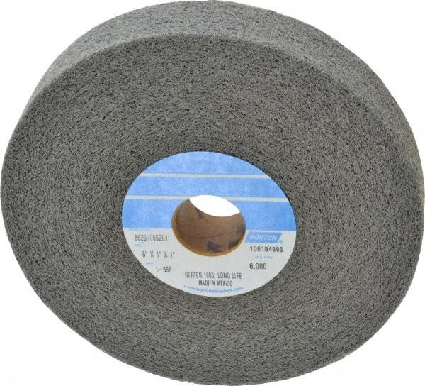 Norton - 6" Diam, 1" Face Width, 1" Center Hole, Fine Grade, Silicon Carbide Deburring Wheel - Convolute, Medium Density 6 Grade, 4,500 RPM - USA Tool & Supply
