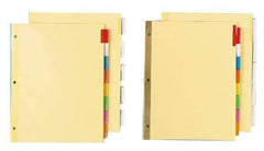 UNIVERSAL - 8-1/2 x 11" 5 Tabs, Double Side Gold Mylar Reinforced, Insertable Extended Tab Indexes - Multicolor Tabs, Buff Folder - USA Tool & Supply