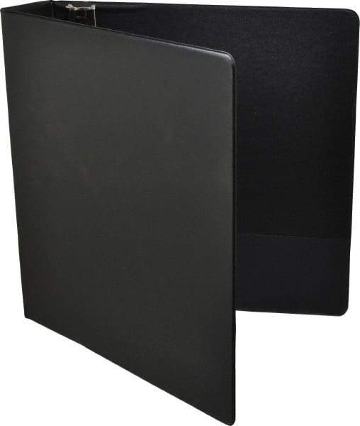 UNIVERSAL - 2" Sheet Capacity, 8-1/2 x 11", Round Ring Binder Without Label Holder - Suede Finish Vinyl Cover, Black - USA Tool & Supply